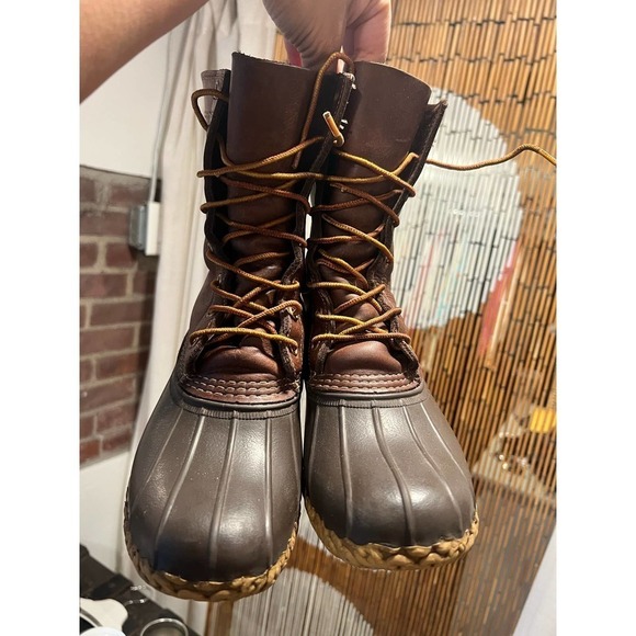 L.L. Bean Women’s Duck Boots Brown Leather tan  7 - Picture 5 of 7